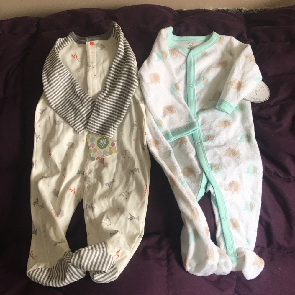Set of 2 size 6 month footies — elephant lovers!!